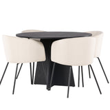 Kulatý jídelní stůl Bootcut – Černá / Černá Fanéer + Židle Berit – Černá / Béžová Velvet _4