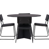 Bootcut kulatý jídelní stůl - černá / černá Fanéer + židle Kenth - černá / černá PU _4