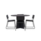 Bootcut kulatý jídelní stůl - černá / černá Fanéer + židle Kenth - černá / černá PU _4