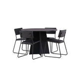 Bootcut kulatý jídelní stůl - černá / černá Fanéer + židle Kenth - černá / černá PU _4