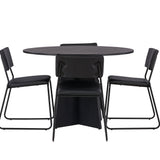 Bootcut kulatý jídelní stůl - černá / černá Fanéer + židle Kenth - černá / černá PU _4