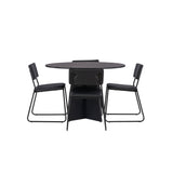 Bootcut kulatý jídelní stůl - černá / černá Fanéer + židle Kenth - černá / černá PU _4