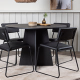 Bootcut kulatý jídelní stůl - černá / černá Fanéer + židle Kenth - černá / černá PU _4