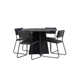 Bootcut kulatý jídelní stůl - černá / černá Fanéer + židle Kenth - černá / černá PU _4