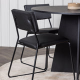 Bootcut kulatý jídelní stůl - černá / černá Fanéer + židle Kenth - černá / černá PU _4