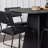 Bootcut kulatý jídelní stůl - černá / černá Fanéer + židle Kenth - černá / černá PU _4