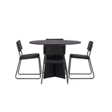 Bootcut kulatý jídelní stůl - černá / černá Fanéer + židle Kenth - černá / černá PU _4
