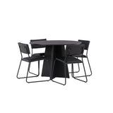 Bootcut kulatý jídelní stůl - černá / černá Fanéer + židle Kenth - černá / černá PU _4