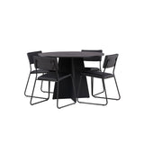 Bootcut kulatý jídelní stůl - černá / černá Fanéer + židle Kenth - černá / černá PU _4