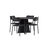 Bootcut kulatý jídelní stůl - černá / černá Fanéer + jídelní židle Polly - černá / černá _4