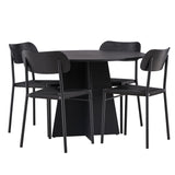 Bootcut kulatý jídelní stůl - černá / černá Fanéer + jídelní židle Polly - černá / černá _4