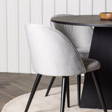 Bootcut kulatý jídelní stůl - černá / černá Fanéer + sametová jídelní židle - světle šedá / černá _4