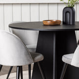 Bootcut kulatý jídelní stůl - černá / černá Fanéer + sametová jídelní židle - světle šedá / černá _4