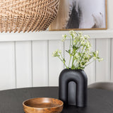 Bootcut kulatý jídelní stůl - černá / černá Fanéer + sametová jídelní židle - světle šedá / černá _4