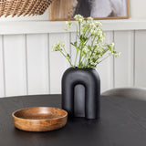 Bootcut kulatý jídelní stůl - černá / černá Fanéer + sametová jídelní židle - světle šedá / černá _4