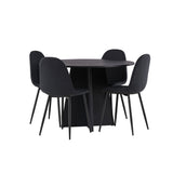 Kulatý jídelní stůl Bootcut - Černá / Černá Fanéer + Jídelní židle Polar - Černé nohy - Černá látka _4