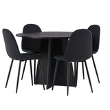 Kulatý jídelní stůl Bootcut - Černá / Černá Fanéer + Jídelní židle Polar - Černé nohy - Černá látka _4