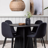 Kulatý jídelní stůl Bootcut - Černá / Černá Fanéer + Jídelní židle Polar - Černé nohy - Černá látka _4