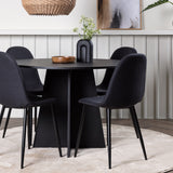 Kulatý jídelní stůl Bootcut - Černá / Černá Fanéer + Jídelní židle Polar - Černé nohy - Černá látka _4