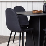 Kulatý jídelní stůl Bootcut - Černá / Černá Fanéer + Jídelní židle Polar - Černé nohy - Černá látka _4