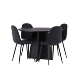 Kulatý jídelní stůl Bootcut - Černá / Černá Fanéer + Jídelní židle Polar - Černé nohy - Černá látka _4