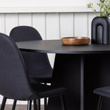 Kulatý jídelní stůl Bootcut - Černá / Černá Fanéer + Jídelní židle Polar - Černé nohy - Černá látka _4