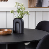 Kulatý jídelní stůl Bootcut - Černá / Černá Fanéer + Jídelní židle Polar - Černé nohy - Černá látka _4