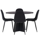 Kulatý jídelní stůl Bootcut - Černá / Černá Fanéer + Jídelní židle Polar - Černé nohy - Černá látka _4
