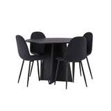 Kulatý jídelní stůl Bootcut - Černá / Černá Fanéer + Jídelní židle Polar - Černé nohy - Černá látka _4