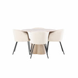 OliviaJídelní stůl-WhiteWashDýha+BeritChair-Black/BeigeVelvet_4