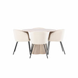 OliviaJídelní stůl-WhiteWashDýha+BeritChair-Black/BeigeVelvet_4