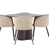 OliviaJídelní Stůl-Mocca/MoccaVeneer+BeritChair-Černá/Béžová látka (polyester)_4