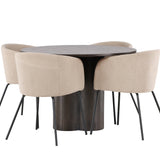 OliviaJídelní Stůl-Mocca/MoccaVeneer+BeritChair-Černá/Béžová látka (polyester)_4