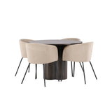 OliviaJídelní Stůl-Mocca/MoccaVeneer+BeritChair-Černá/Béžová látka (polyester)_4