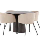 OliviaJídelní Stůl-Mocca/MoccaVeneer+BeritChair-Černá/Béžová látka (polyester)_4