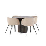 OliviaJídelní Stůl-Mocca/MoccaVeneer+BeritChair-Černá/Béžová látka (polyester)_4