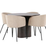 OliviaJídelní Stůl-Mocca/MoccaVeneer+BeritChair-Černá/Béžová látka (polyester)_4