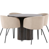 OliviaJídelní Stůl-Mocca/MoccaVeneer+BeritChair-Černá/Béžová látka (polyester)_4