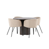 OliviaJídelní Stůl-Mocca/MoccaVeneer+BeritChair-Černá/Béžová látka (polyester)_4