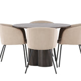 OliviaJídelní Stůl-Mocca/MoccaVeneer+BeritChair-Černá/Béžová látka (polyester)_4