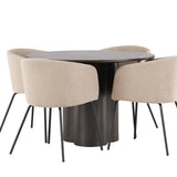 OliviaJídelní Stůl-Mocca/MoccaVeneer+BeritChair-Černá/Béžová látka (polyester)_4