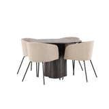OliviaJídelní Stůl-Mocca/MoccaVeneer+BeritChair-Černá/Béžová látka (polyester)_4