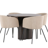 OliviaJídelní Stůl-Mocca/MoccaVeneer+BeritChair-Černá/Béžová látka (polyester)_4