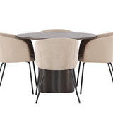 OliviaJídelní Stůl-Mocca/MoccaVeneer+BeritChair-Černá/Béžová látka (polyester)_4