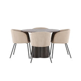 OliviaJídelní Stůl-Mocca/MoccaVeneer+BeritChair-Černá/Béžová látka (polyester)_4