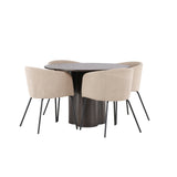 OliviaJídelní Stůl-Mocca/MoccaVeneer+BeritChair-Černá/Béžová látka (polyester)_4