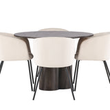 OliviaJídelní stůl-Mocca/MoccaVeneer+BeritChair-Black/BeigeVelvet_4