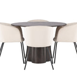 OliviaJídelní stůl-Mocca/MoccaVeneer+BeritChair-Black/BeigeVelvet_4
