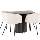 OliviaJídelní stůl-Mocca/MoccaVeneer+BeritChair-Black/BeigeVelvet_4