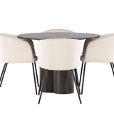 OliviaJídelní stůl-Mocca/MoccaVeneer+BeritChair-Black/BeigeVelvet_4